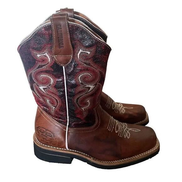 California Rodeo Western Leather Unisex Boots SZ 6.5 - Picture 4 of 13